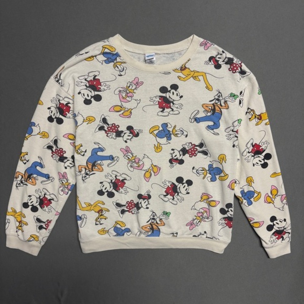 Disney Mickey and Friends Print White Sweatshirt‎ Kids XL (15-17) Crew Neck